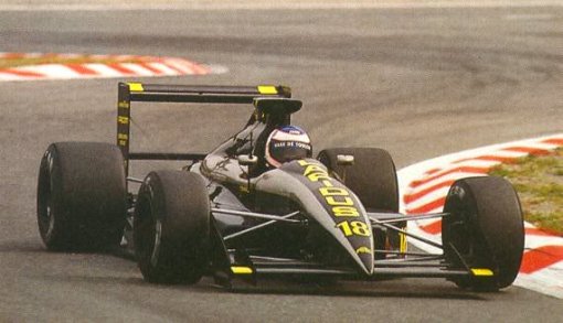 Yannick Dalmas, tentando classificar seu AGS JH25 sem muito sucesso em Spa-Francorchamps